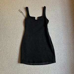Black Zara Denim Mini Bodycon Dress Size XS